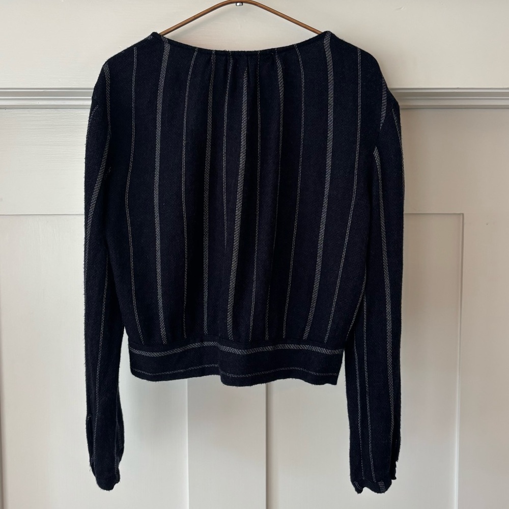 BELLA DAHL Women’s Small Tie Front Sweater Button Down Top Navy Blue P2P 20” - Picture 11 of 12